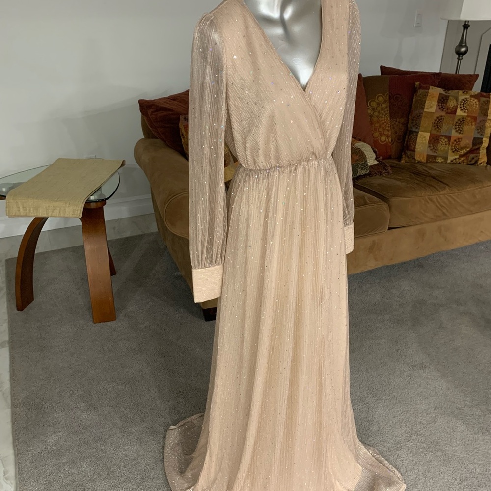 Elegant Beige/Gold Evening Gown Baltic Born